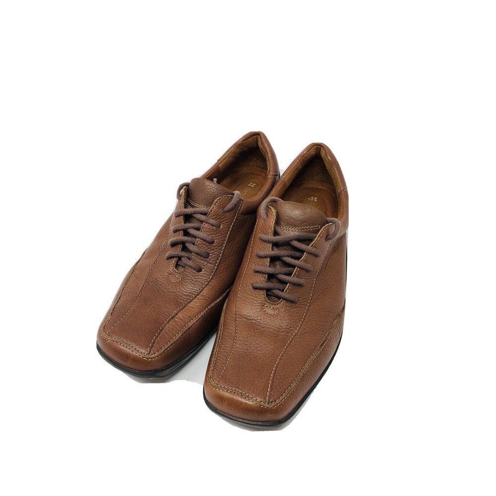 Naturalizer Fedora Brown‎ Leather Oxford Square Toe Shoe Womens 7.5W Academia